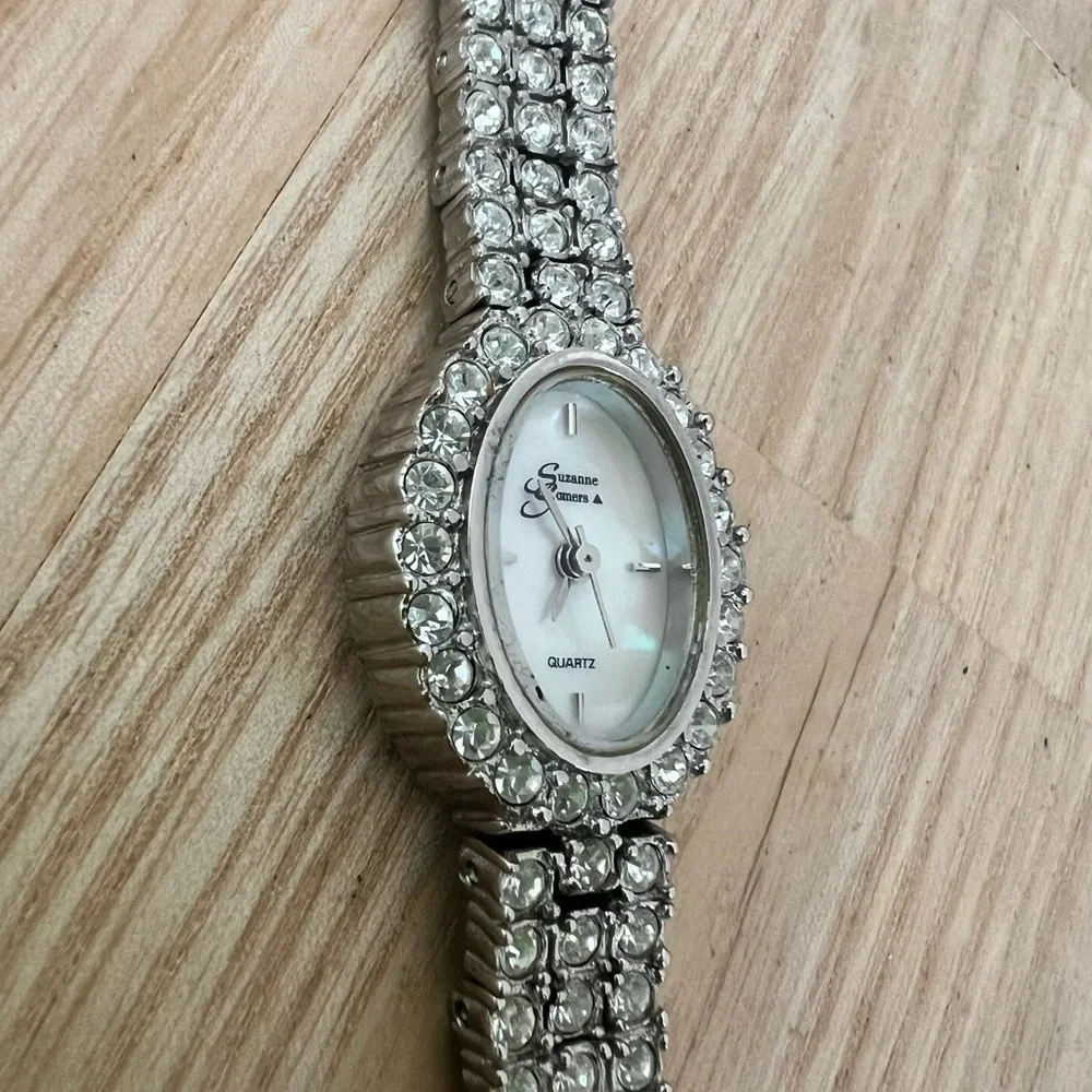 Suzanne somers rhinestone cocktail bracelet dress watch NEW BATTERY